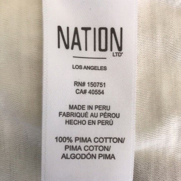Nation LTD Long Sleeve Off White Ruffle Neck T-Shirt sz Large - Picture 8 of 11